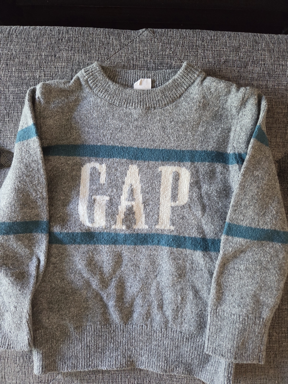 BABY GAP Toddler Boys Gray and Blue Sweater with GAP Logo Size 3T
